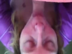 While her husband is at work, the married, overweight amateur lady blows my large cock.